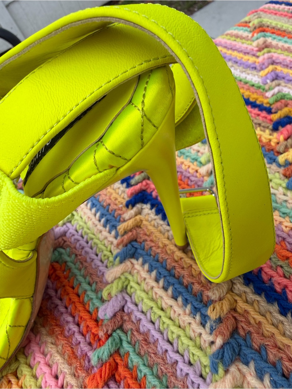 Alice + Olivia Neon Yellow Strappy Sandal - Picture 6 of 8